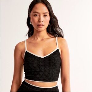 A&F Black Crochet w/ White Trim Brami Cropped Top